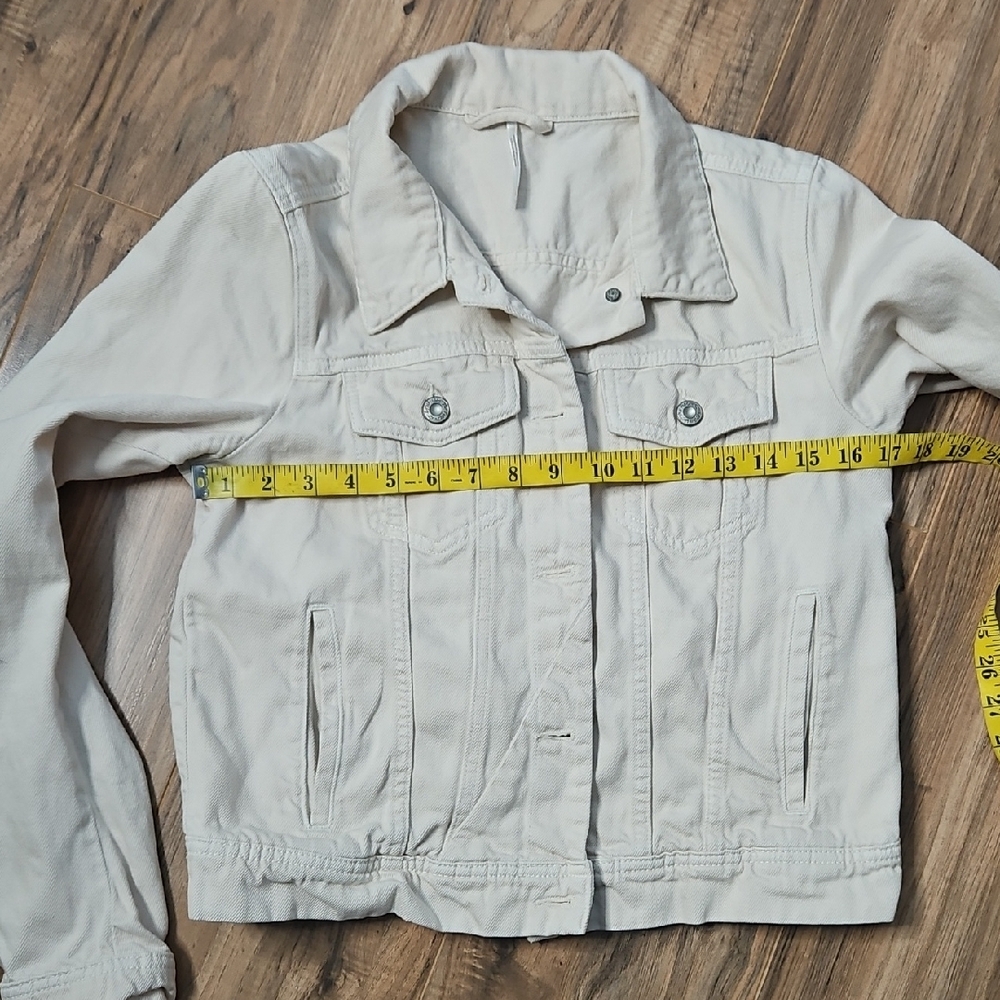 Free People Rumors Women's Cream Denim Jacket Small - Picture 7 of 11